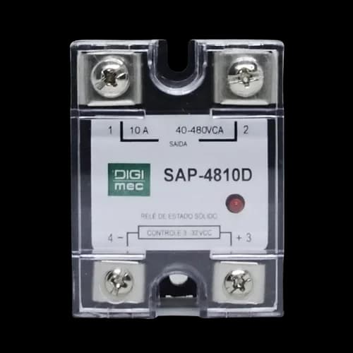 Rele de Estado Sólido Monofásico 10Amp. 480Vca 3-32Vcc SAP-4810D Digimec