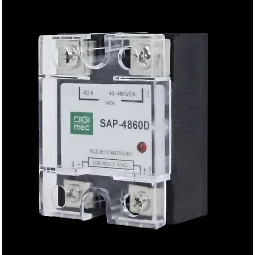 Rele de Estado Sólido Monofásico 60Amp. 480Vca 3-32Vcc SAP-4860D Digimec
