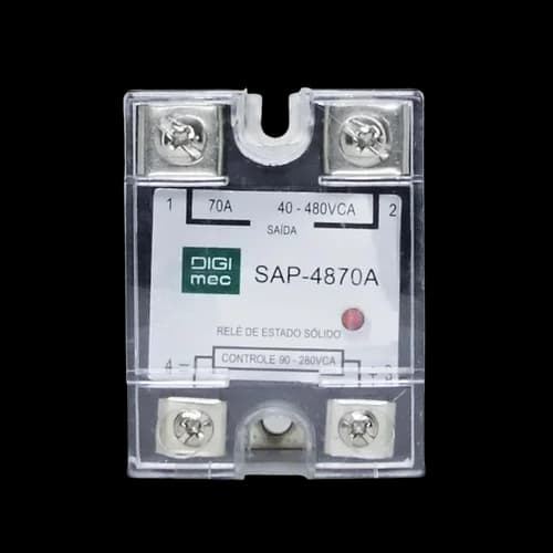 Rele de Estado Sólido Monofásico 70Amp. 480Vca 90-280VCA SAP-4870A Digimec