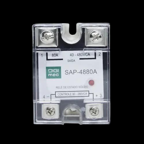Rele de Estado Sólido Monofásico 80Amp. 480Vca 90-280VCA SAP-4880A Digimec