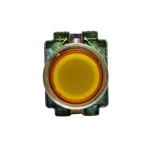 Botão de comando metálico iluminado 22mm amarelo 1NA HB2-BW3561