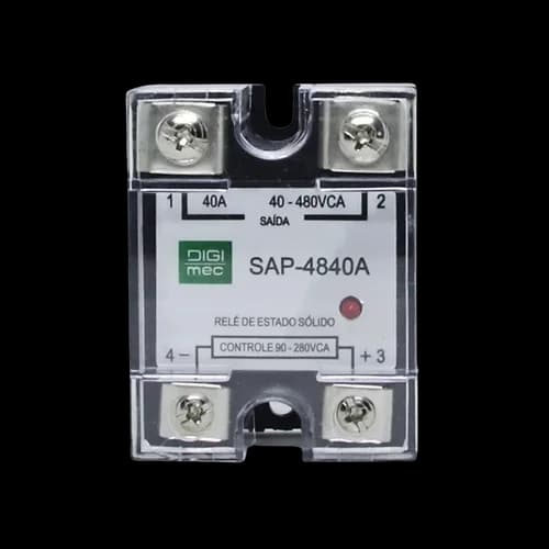 Rele de Estado Sólido Monofásico 40Amp. 480Vca 90-280VCA SAP-4840A Digimec