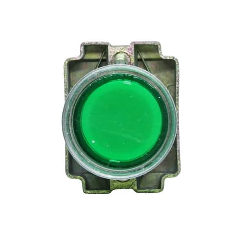Botão de comando metálico iluminado 22mm verde 1NA HB2-BW3361