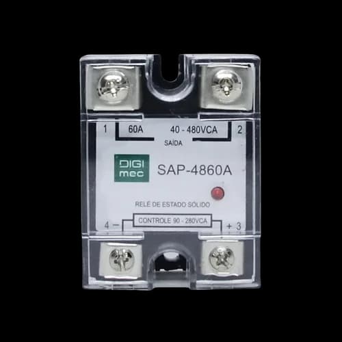 Rele de Estado Sólido Monofásico 60Amp. 480Vca 90-280VCA SAP-4860A Digimec