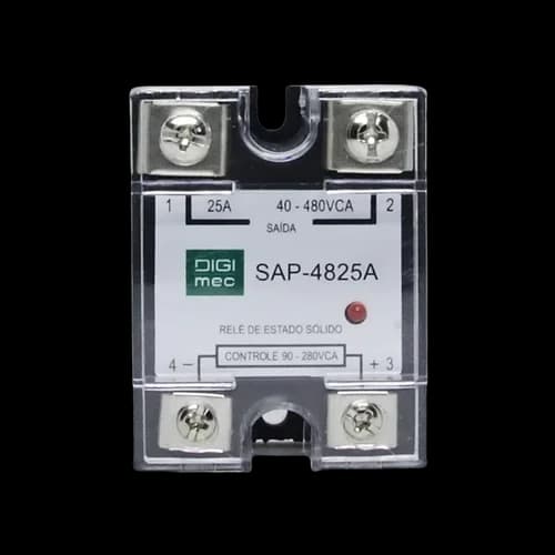 Rele de Estado Sólido Monofásico 25Amp. 480Vca 90-280VCA SAP-4825A Digimec