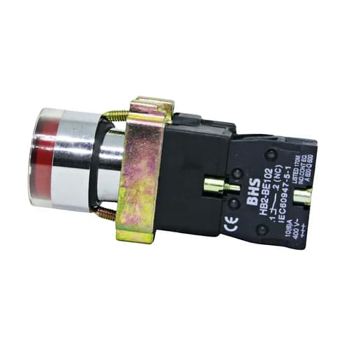 Botão de comando metálico iluminado 22mm vermelho 1NF HB2-BW3461