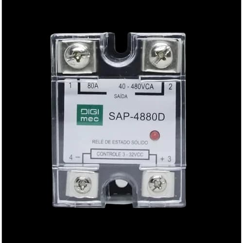 Rele de Estado Sólido Monofásico 80Amp. 480Vca 3-32Vcc SAP-4880D Digimec