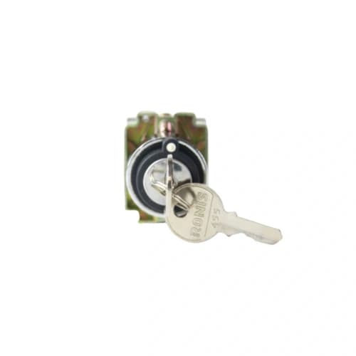 Comutador metálico com chave 22mm 3 posições com retorno ao centro-retira chave ao centro 2NA HB2-BG73