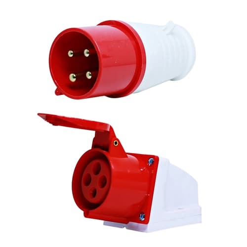 Conjunto Plugue + Tomada de Sobrepor 3P+T 32Amp. 380V Vermelho MGI-024/MGI-124