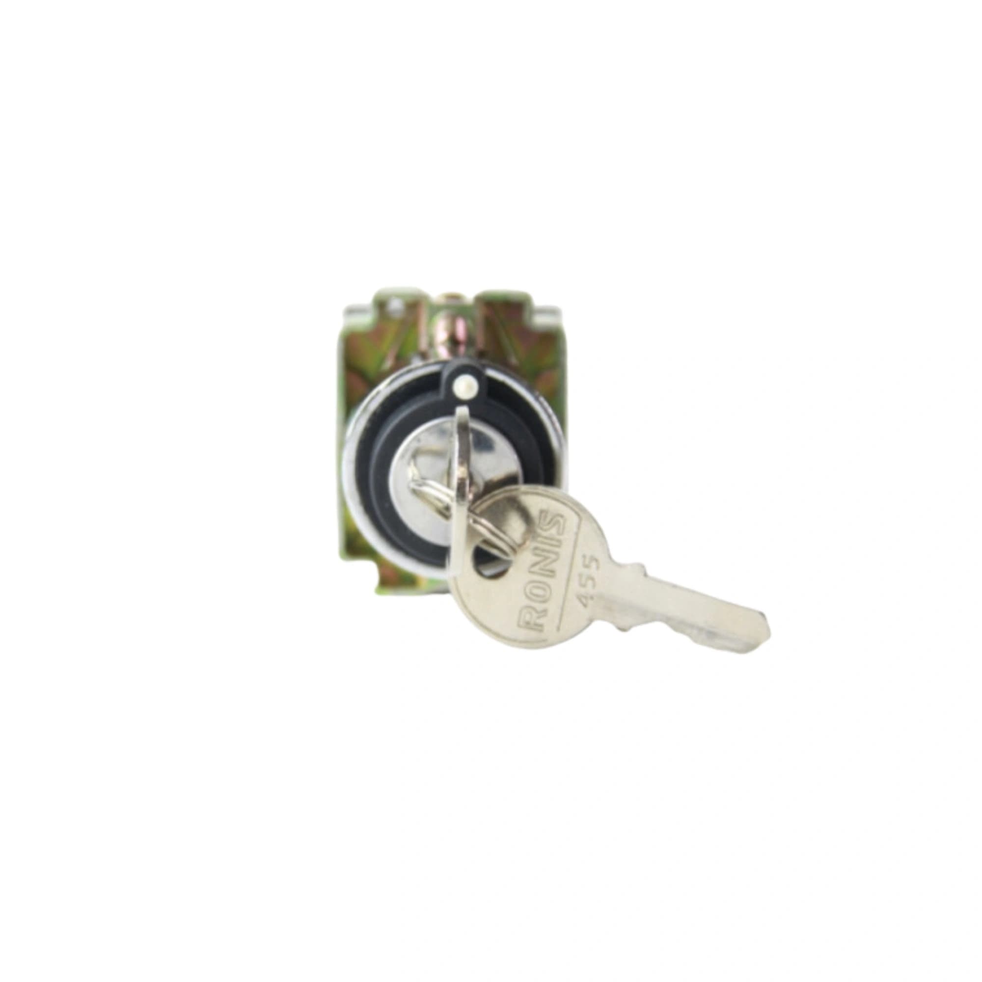 Comutador metálico com chave 22mm 3 posições fixas-retira chave 3 posições 2NA HB2-BG03