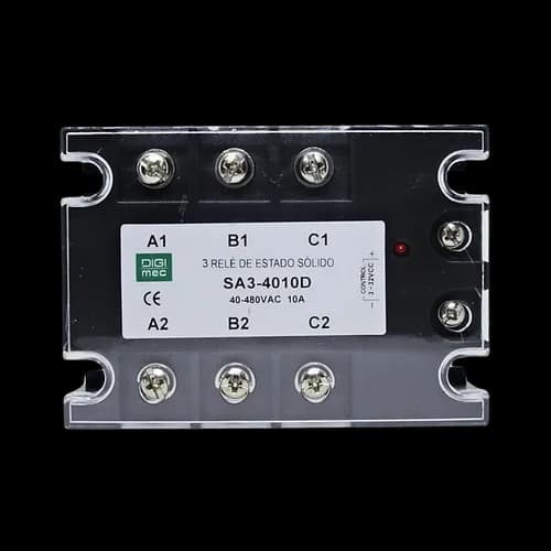 Rele de Estado Sólido Trifásico 10Amp. 480Vca 3-32Vcc SA3-4010D Digimec