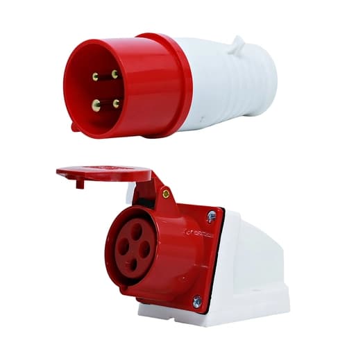Conjunto Plugue + Tomada de Sobrepor 3P+T 16Amp. 380V Vermelho MGI-014/MGI-114