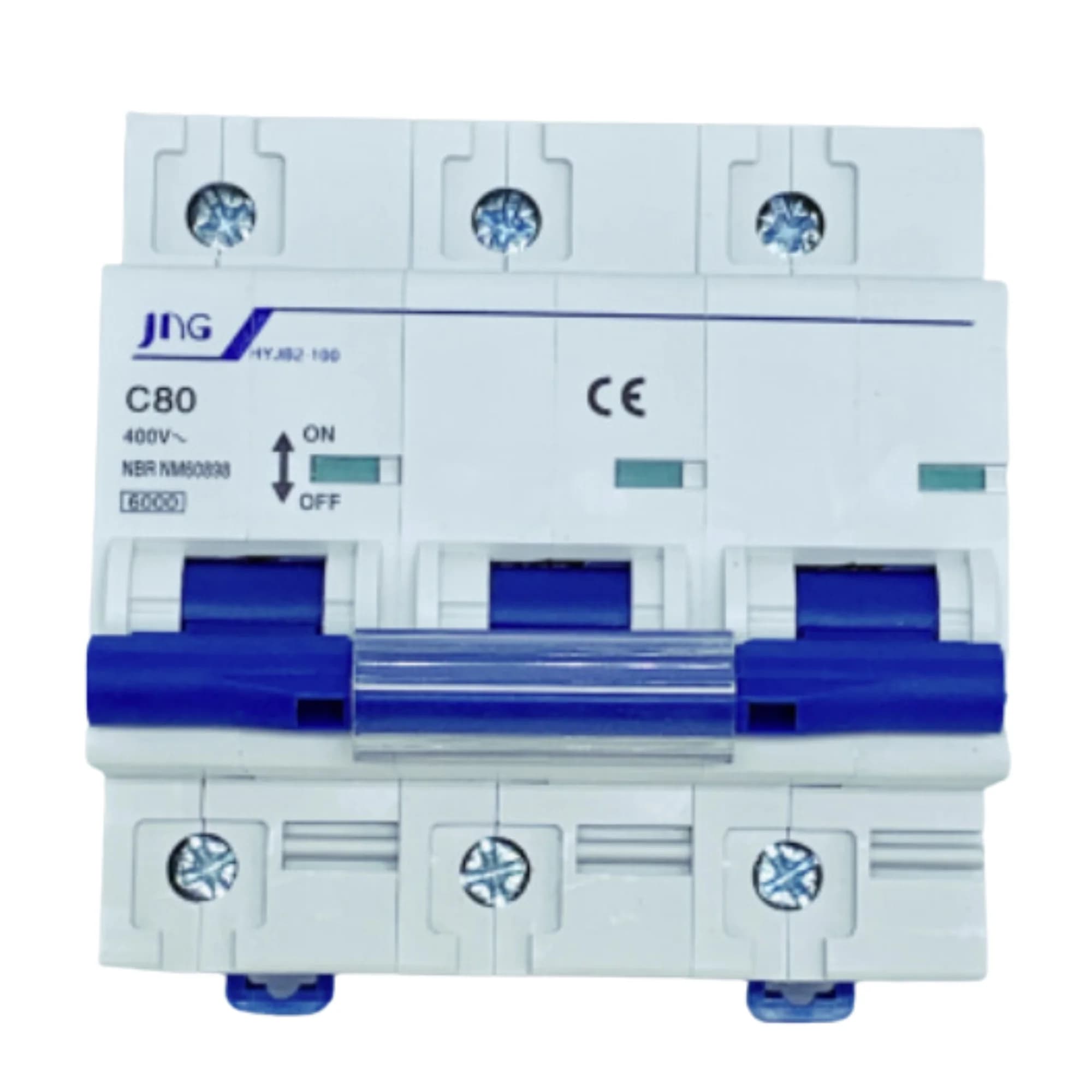 Mini disjuntor Tripolar 80Amp., curva C, 3Ka. HYJB2 3P 80A