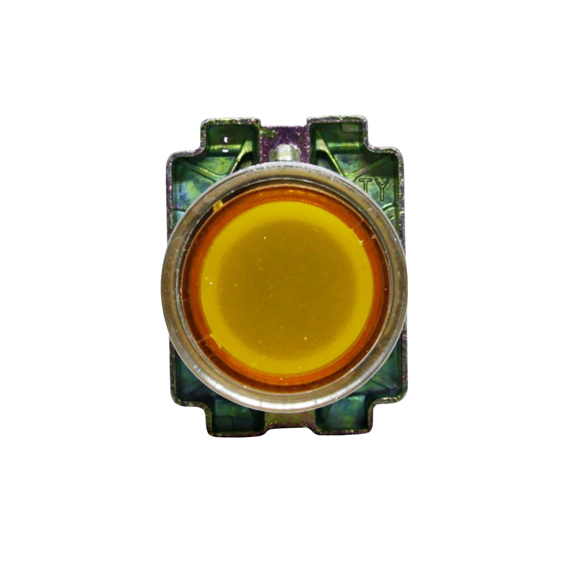 Botão de comando metálico iluminado 22mm amarelo 1NA HB2-BW3561