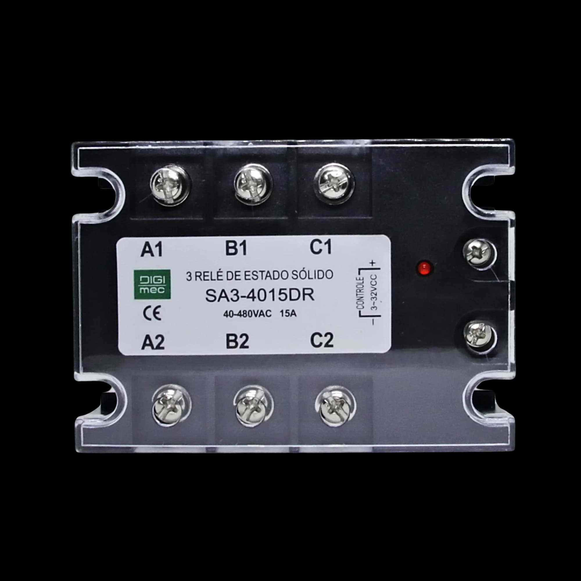 Rele de Estado Sólido Trifásico 15Amp. 480Vca 3-32Vcc SA3-4015D Digimec