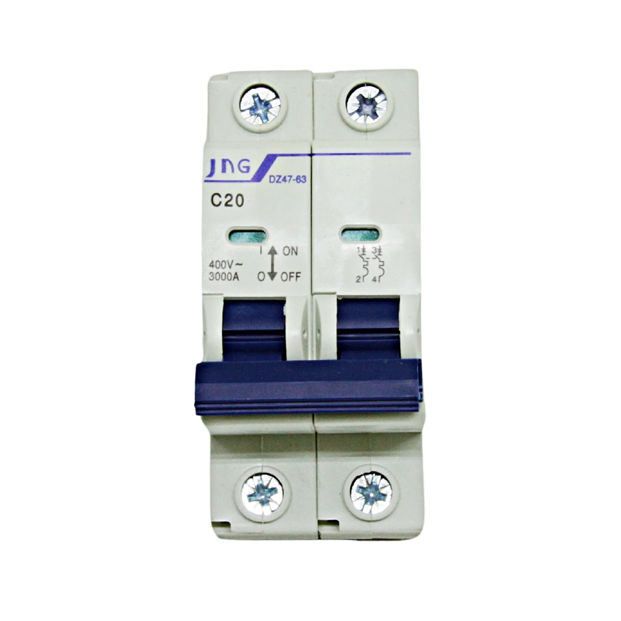 Mini disjuntor bipolar 20Amp., curva C, 3Ka., DZ4763 2P 20A
