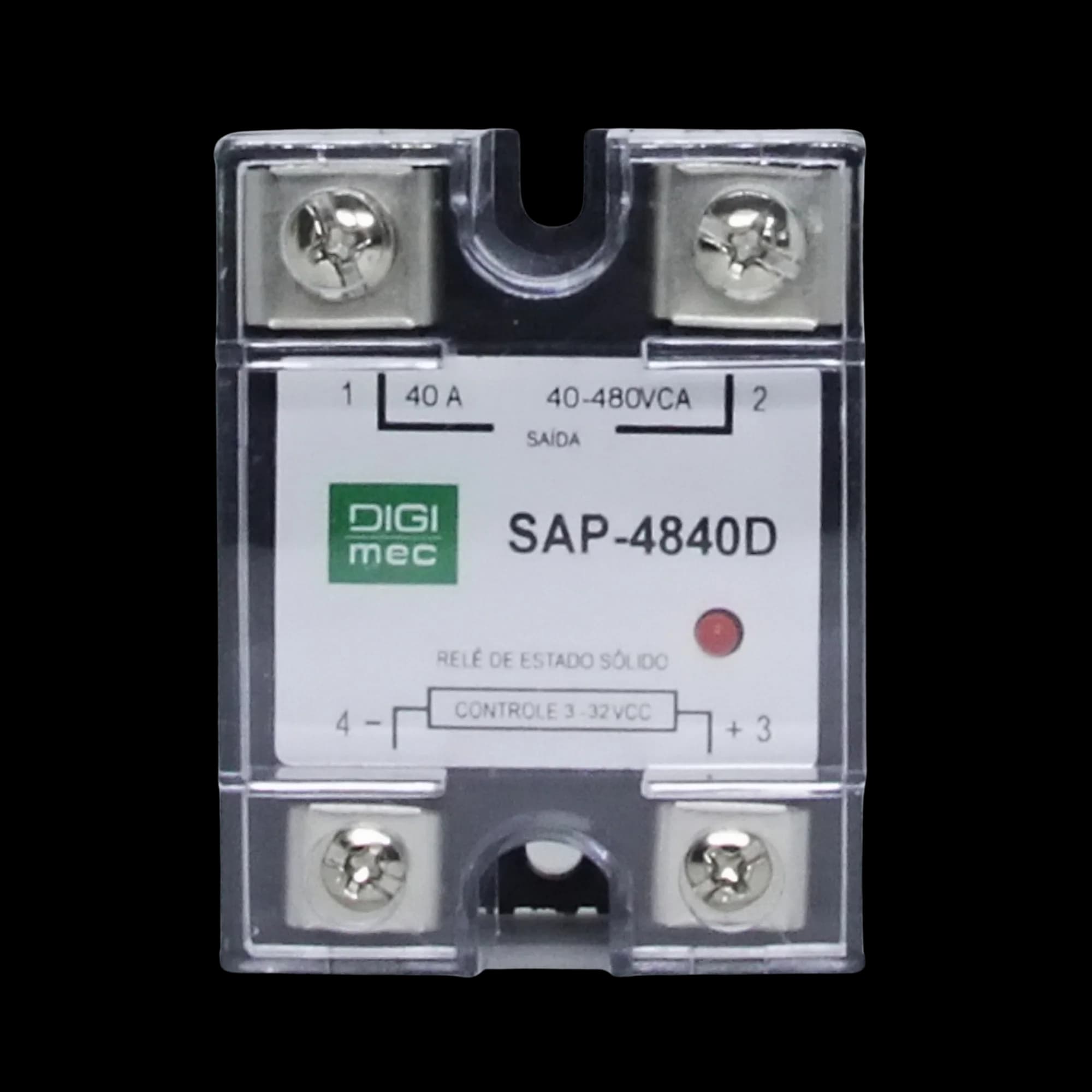 Rele de Estado Sólido Monofásico 40Amp. 480Vca 3-32Vcc SAP-4840D Digimec