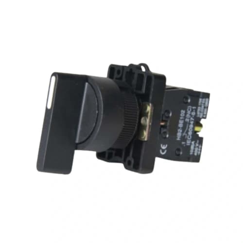Comutador plástico manopla longa 22mm preto 3 posições com retorno centro 2NA HB2-EJ53