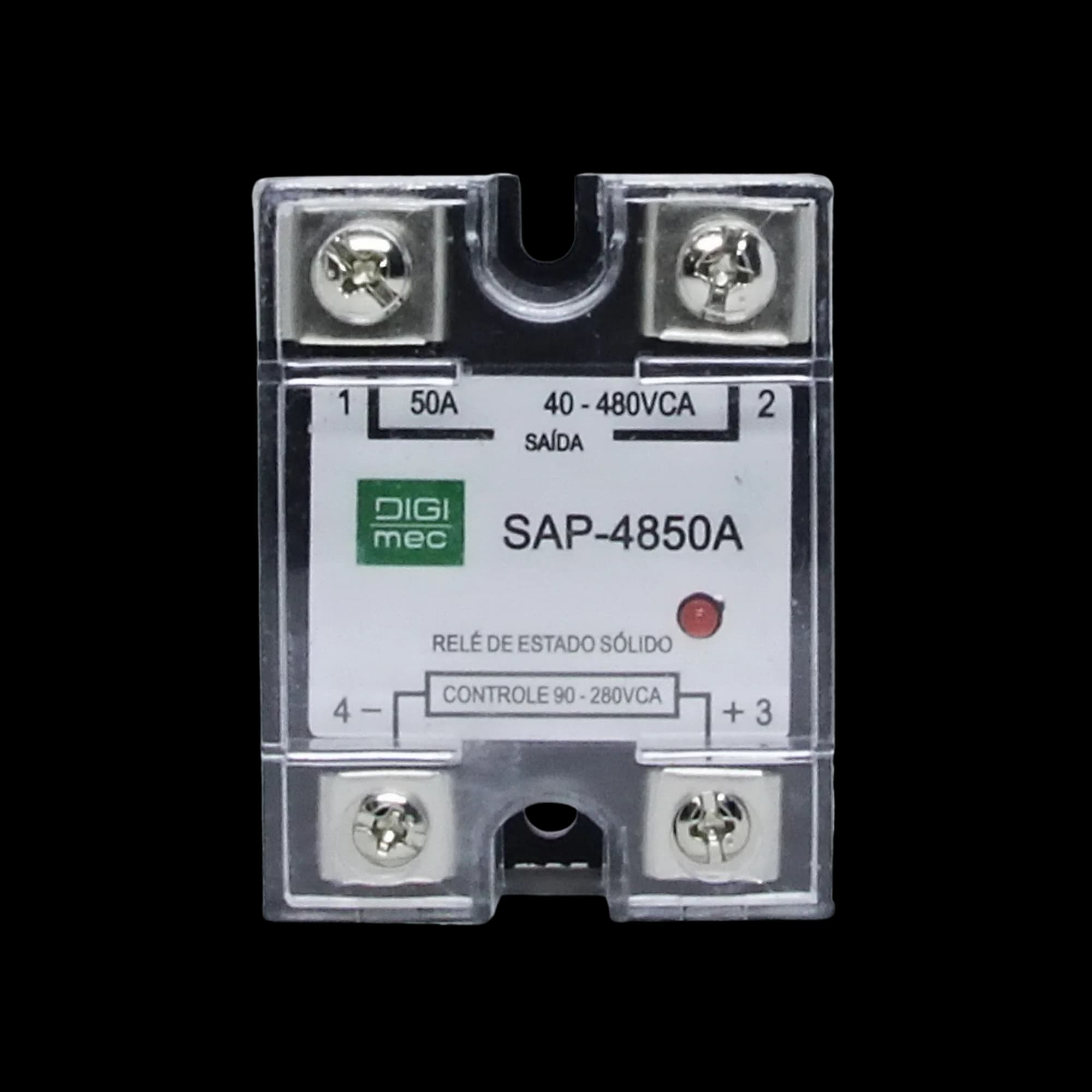 Rele de Estado Sólido Monofásico 50Amp. 480Vca 90-280VCA SAP-4850A Digimec