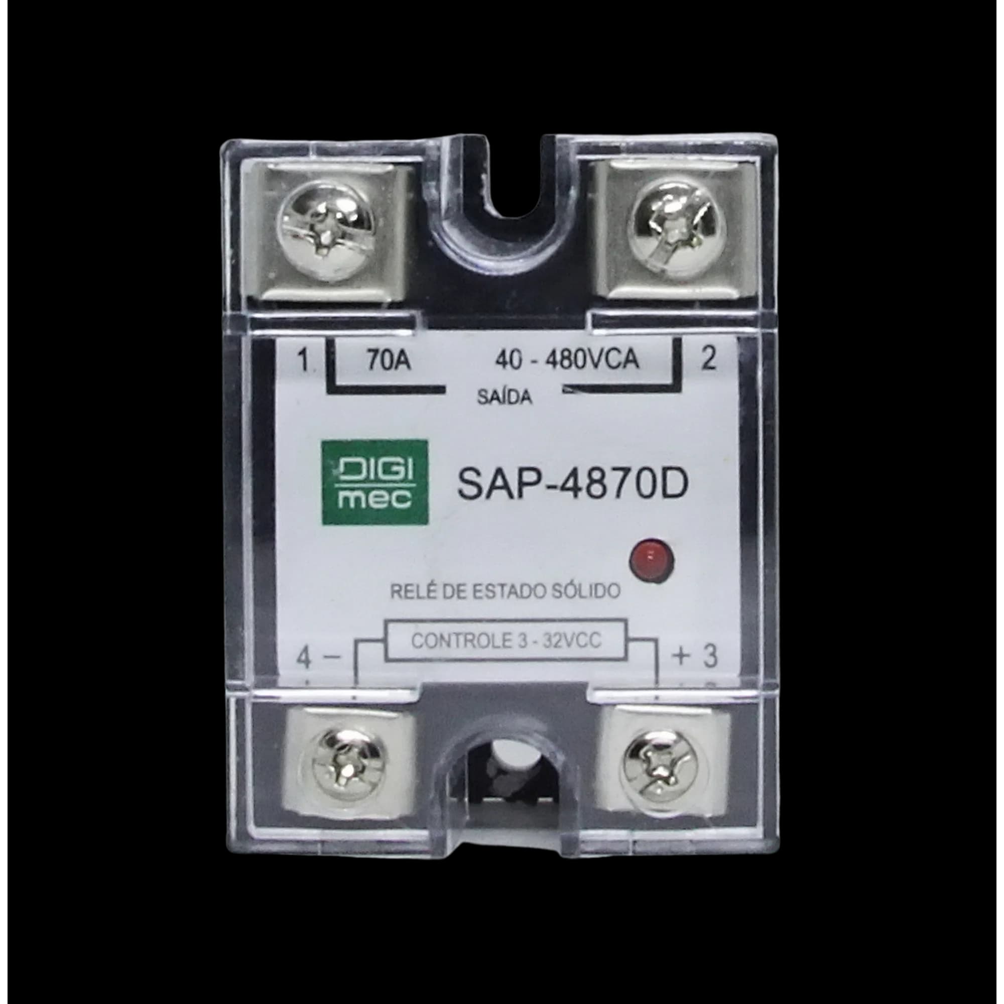 Rele de Estado Sólido Monofásico 70Amp. 480Vca 3-32Vcc SAP-4870D Digimec