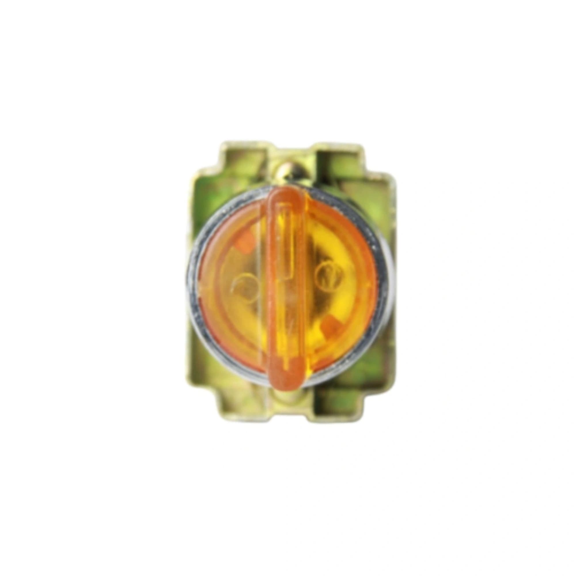 Comutador metálico manopla curta iluminado amarelo 22mm 3 posições fixas 1NA+1NF HB2-BK3565