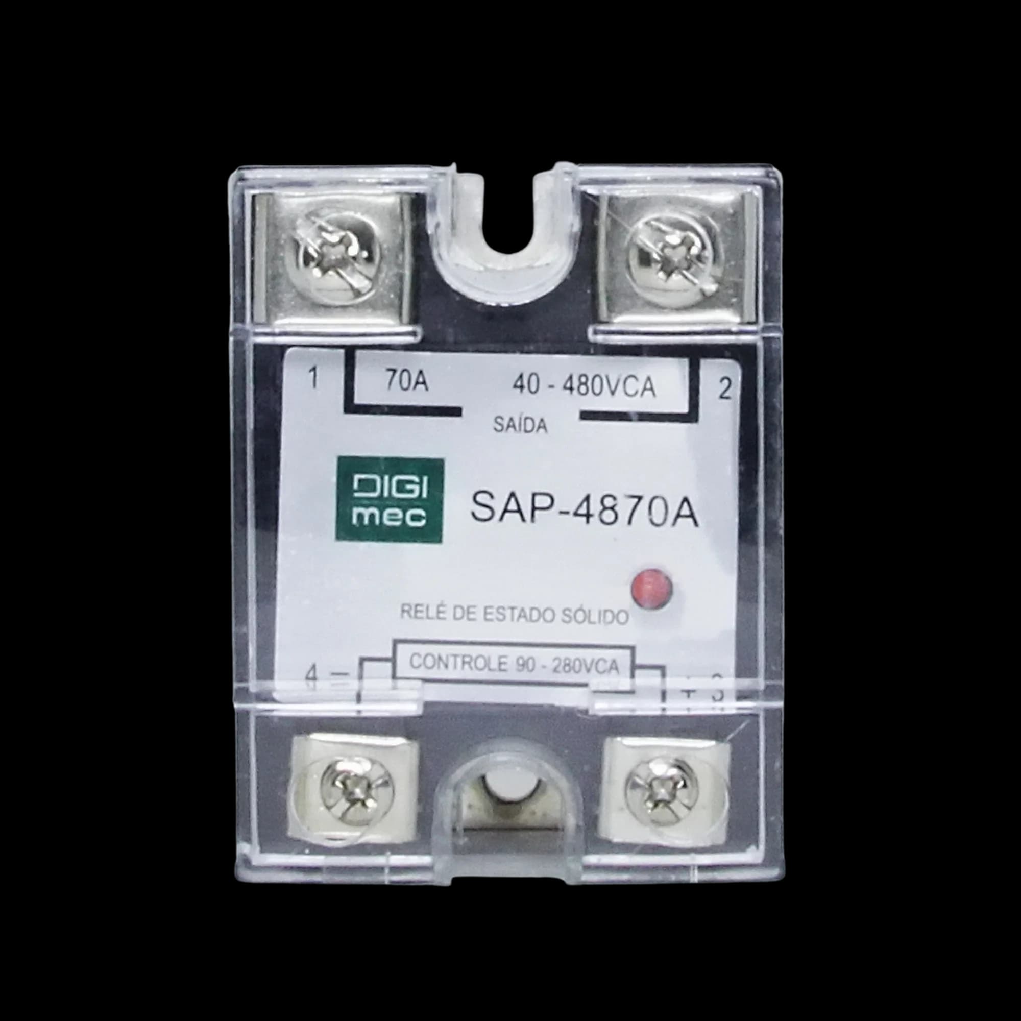 Rele de Estado Sólido Monofásico 70Amp. 480Vca 90-280VCA SAP-4870A Digimec