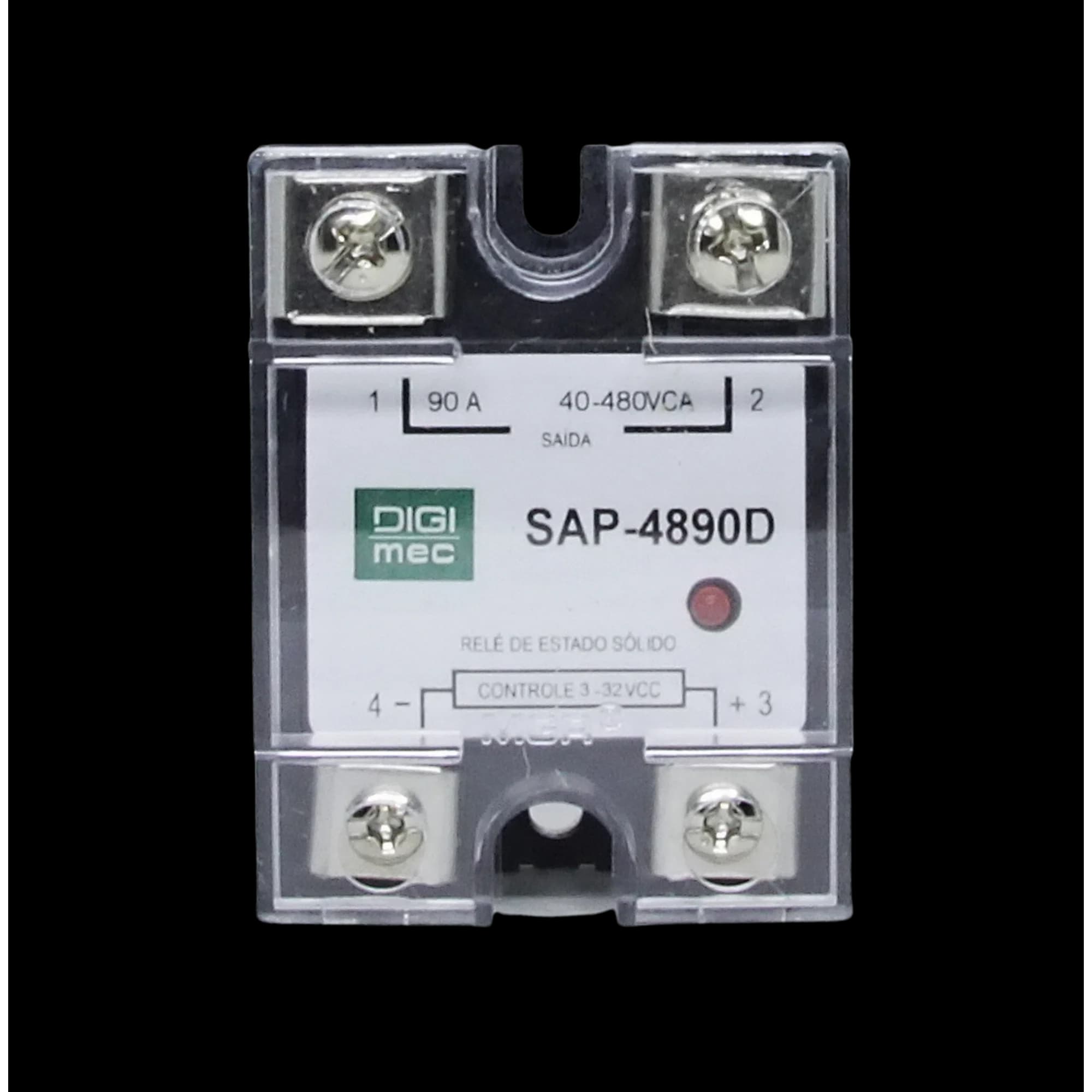 Rele de Estado Sólido Monofásico 90Amp. 480Vca 3-32Vcc SAP-4890D Digimec