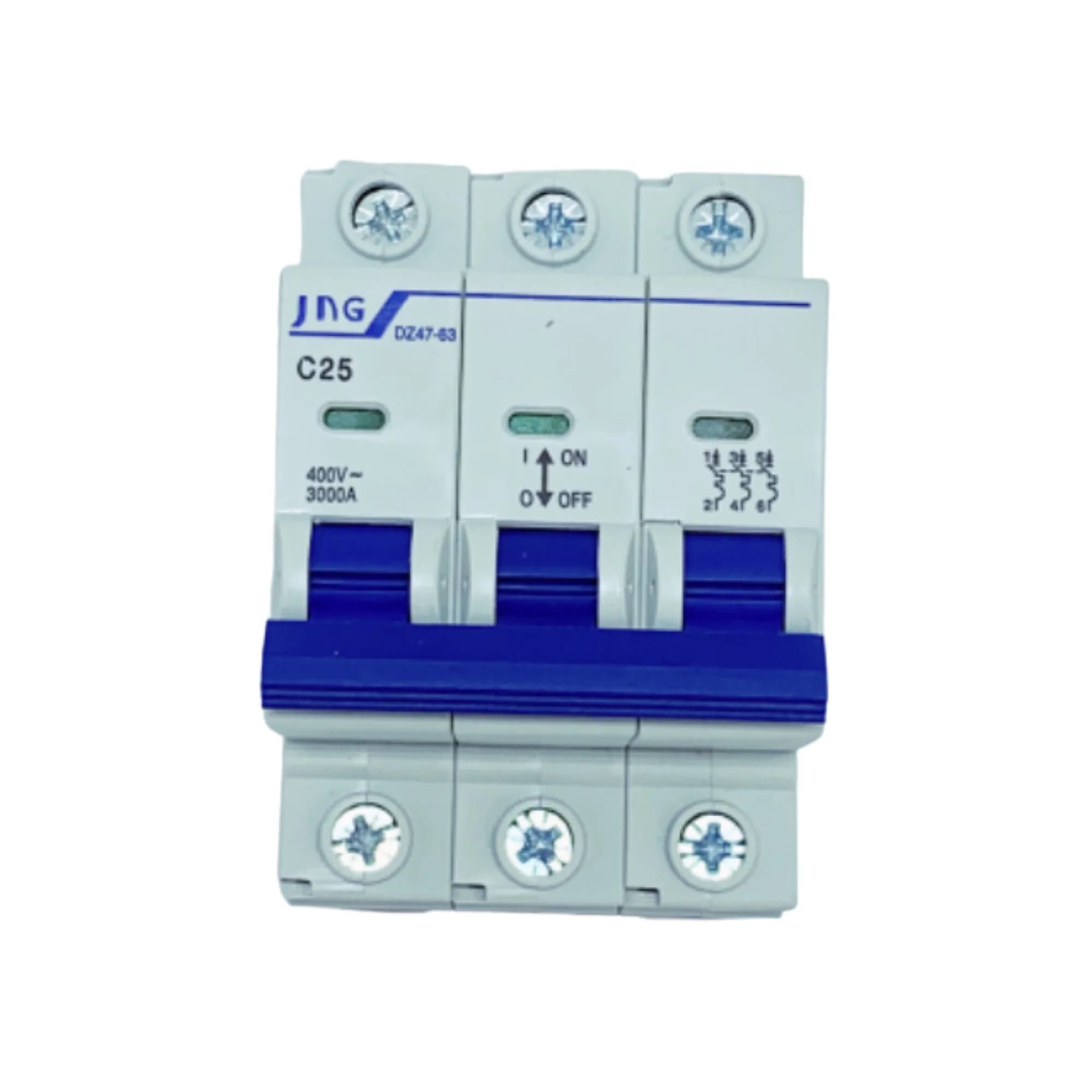 Mini disjuntor Tripolar 25Amp., curva C, 3Ka. DZ4763 3P 25A