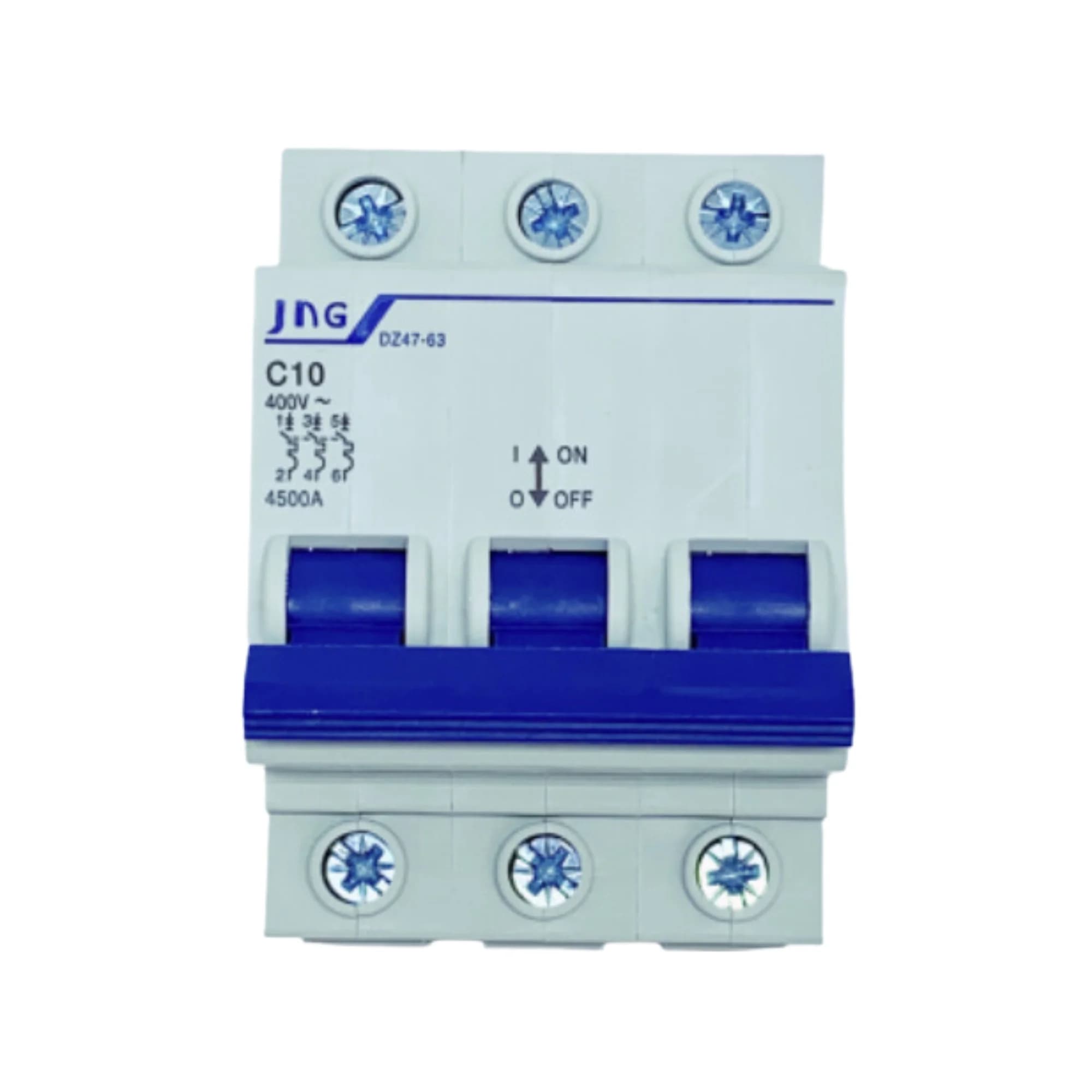 Mini disjuntor Tripolar 10Amp., curva C, 3Ka. DZ4763 3P 10A