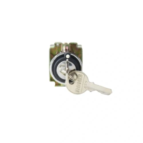 Comutador metálico com chave 22mm 3 posições fixas-retira chave 3 posições 2NA HB2-BG03