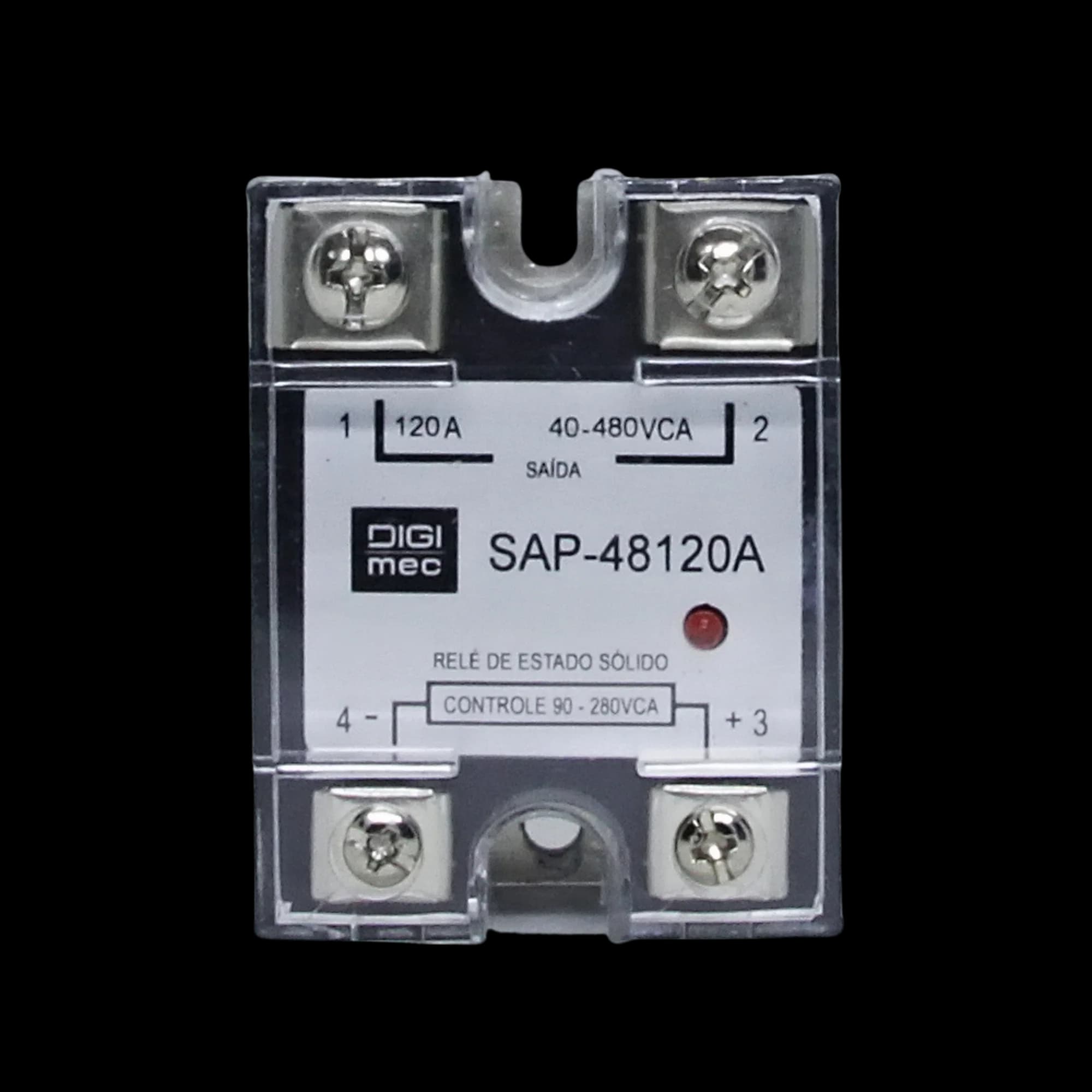Rele de Estado Sólido Monofásico 120Amp. 480Vca 90-280VCA SAP-48120A Digimec