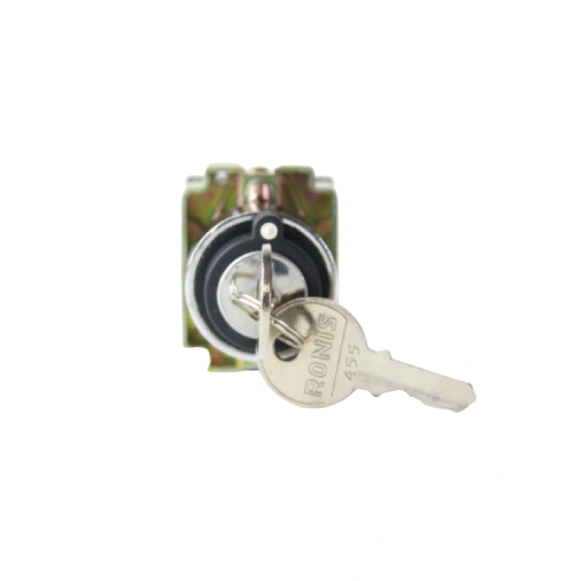 Comutador metálico com chave 22mm 3 posições fixas-retira chave esquerdo/direito 2NA HB2-BG53