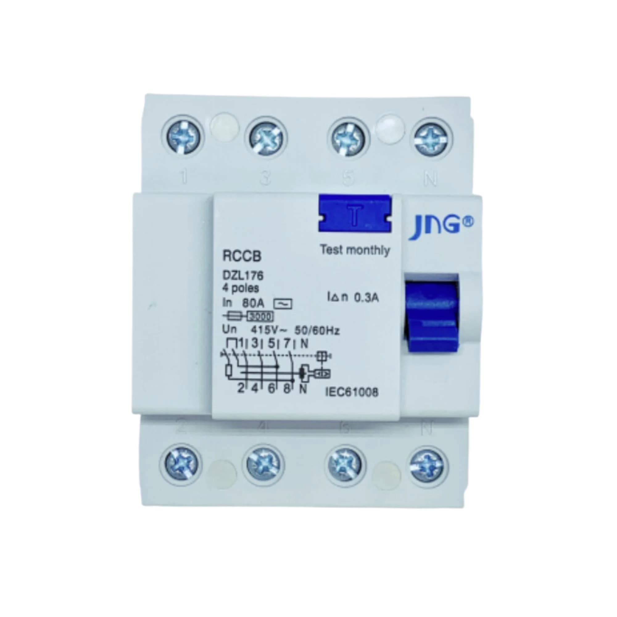 Interruptor Diferencial Tetrapolar 80A DZL176 4P 80A JNG