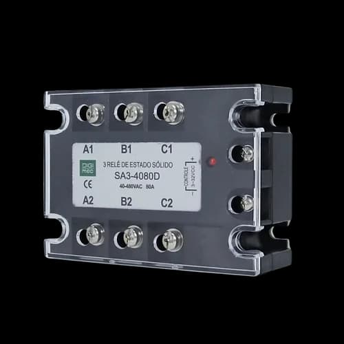 Rele de Estado Sólido Trifásico 80Amp. 480Vca 3-32Vcc SA3-4080D Digimec