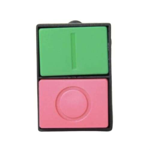 Botão de comando plástico duplo 22mm verde/vermelho 1NA+1N HB2-EL8425