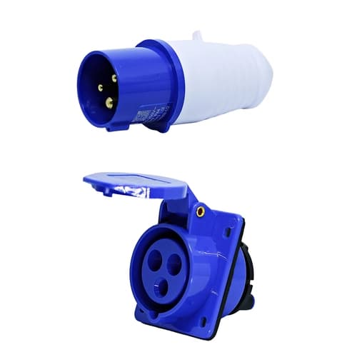 Conjunto Plugue + Tomada de Embutir 2P+T 16Amp. 220V Azul MGI-013/MGI-413