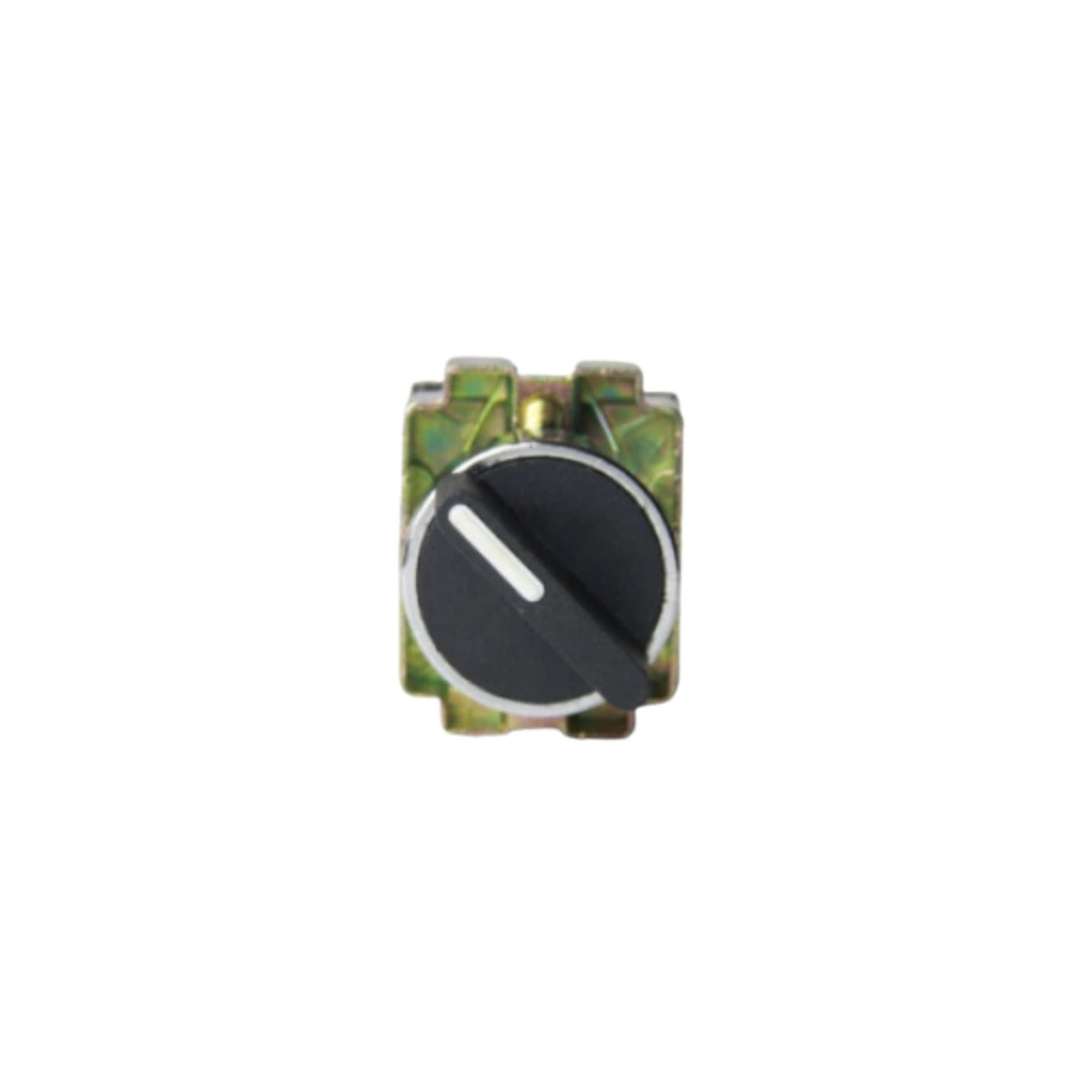 Comutador metálico manopla curta 22mm preto 2 posições com retorno esquerda 1NA HB2-BD41