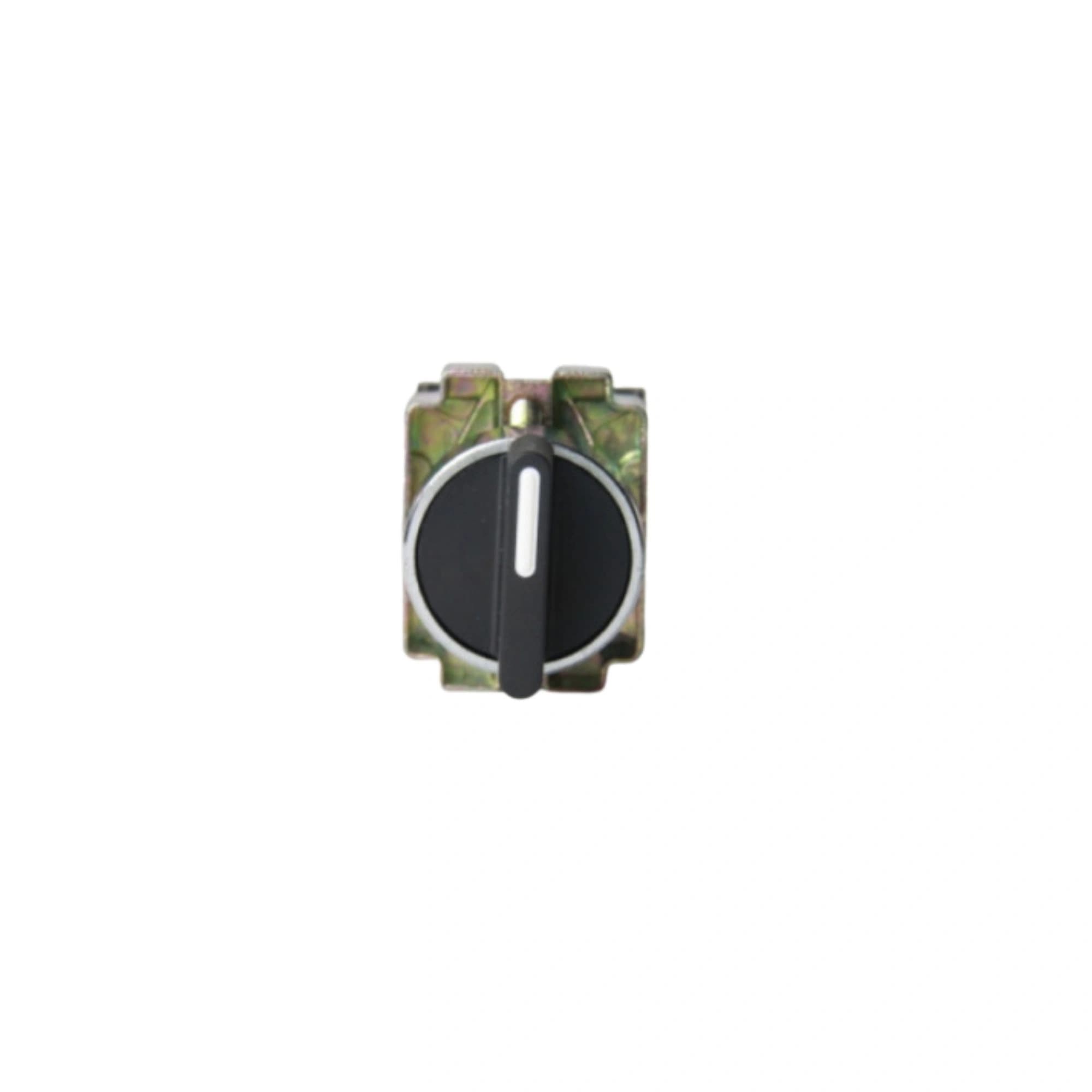 Comutador metálico manopla curta 22mm preto 3 posições com retorno centro 2NA HB2-BD53
