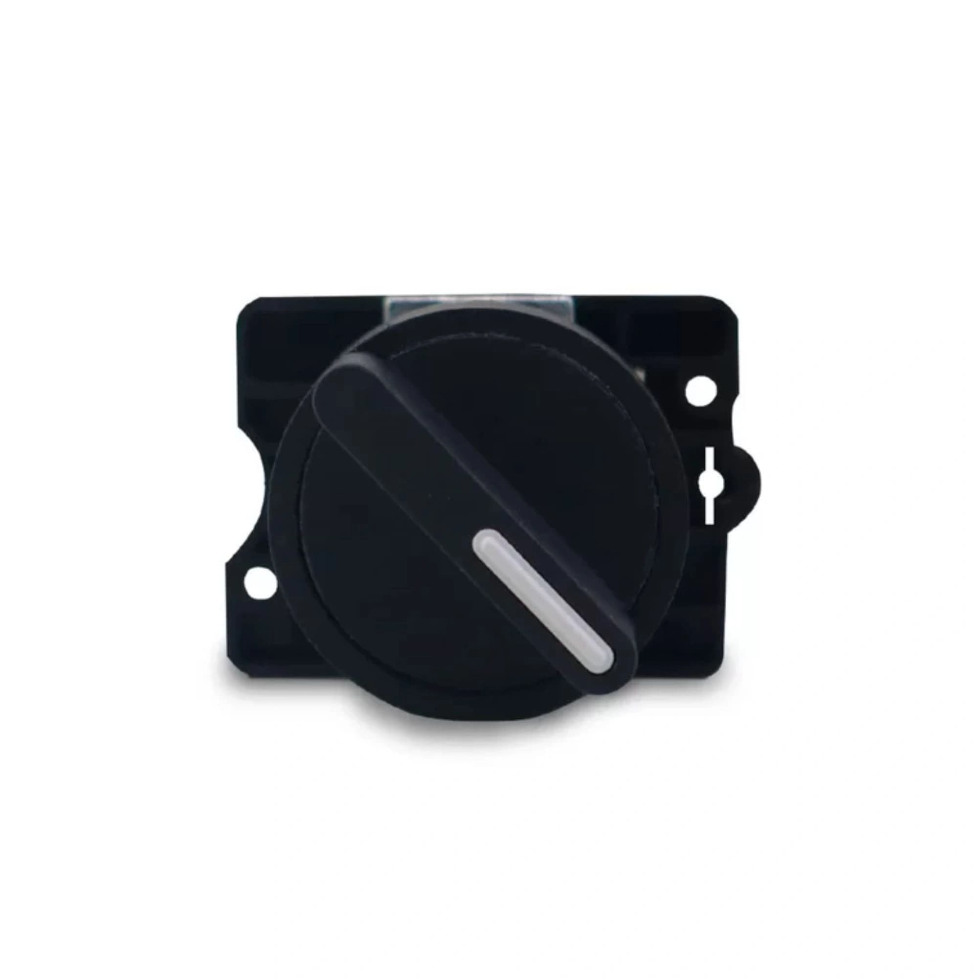 Comutador plástico manopla curta 22mm preto 2 posições fixas 1NA HB2-ED21