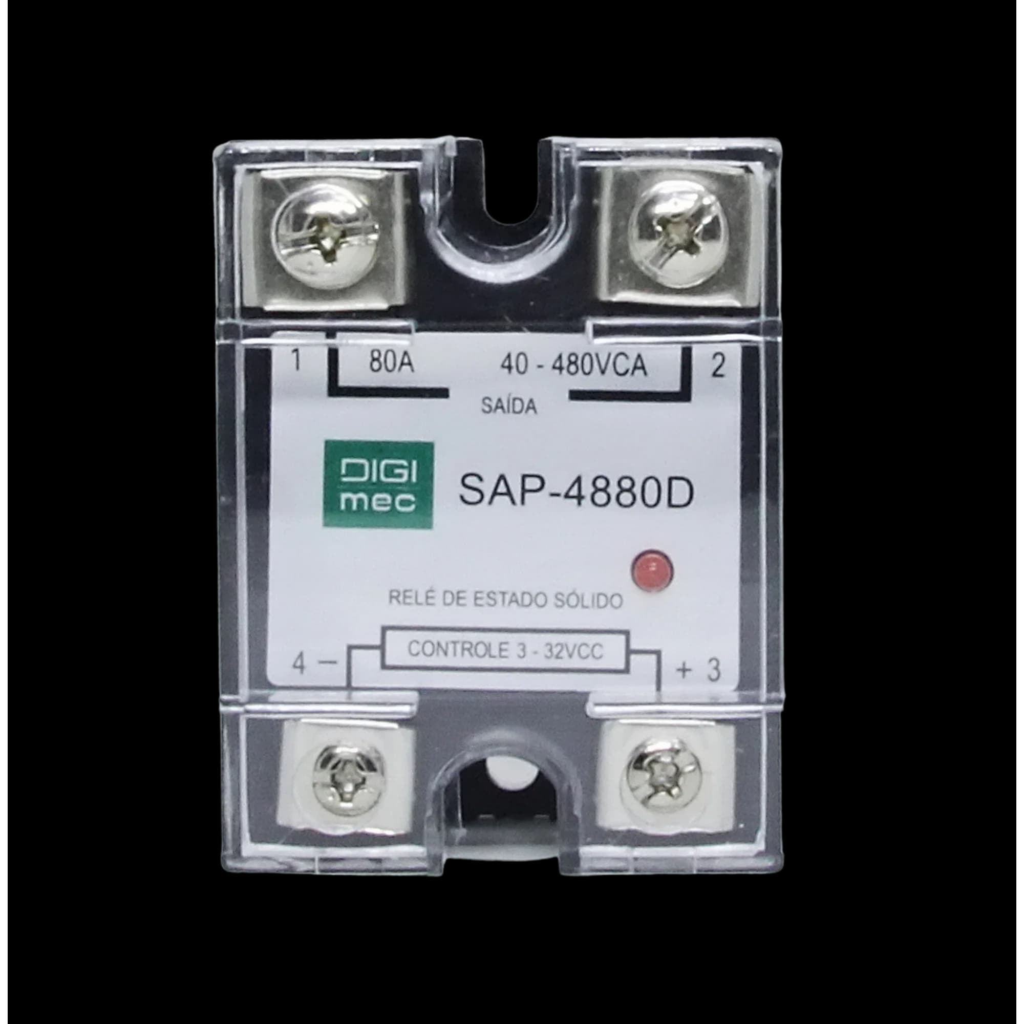 Rele de Estado Sólido Monofásico 80Amp. 480Vca 3-32Vcc SAP-4880D Digimec