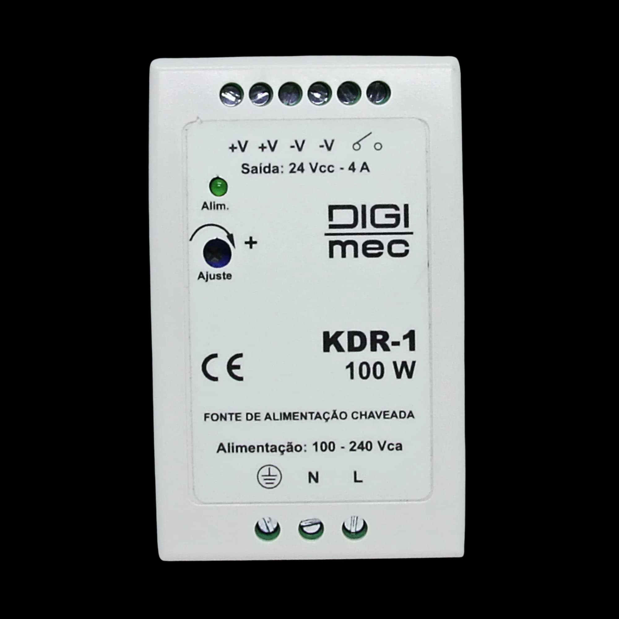 Fonte Chaveada 100W 4Amp. 100-240Vca Saída 24Vcc KDR-1 Digimec